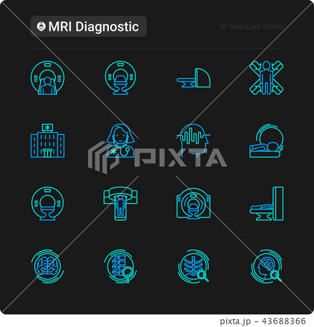 MRI diagnostics thin line icons set 43688366