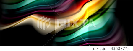Rainbow fluid abstract shapes, liquid colors design, colorful marble or plastic wavy texture 43688773