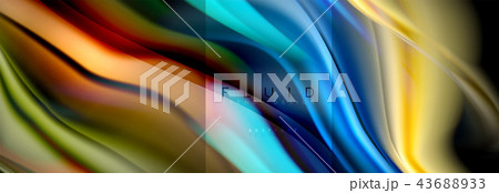 Rainbow fluid abstract shapes, liquid colors design, colorful marble or plastic wavy texture 43688933