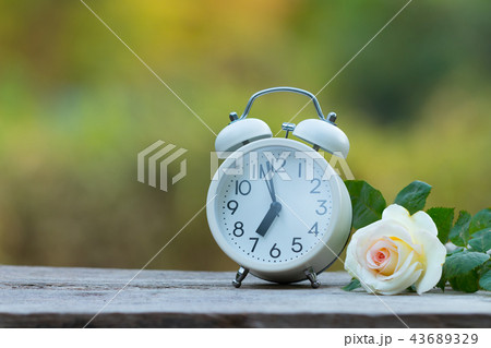 Red heart shape in shopping cart and white clock Red heart shape in shopping cart and white clock 43689329