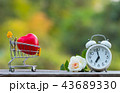 Red heart shape in shopping cart and white clock 43689330