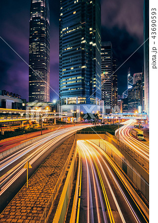 Street traffic in Hong Kong at night 43690593