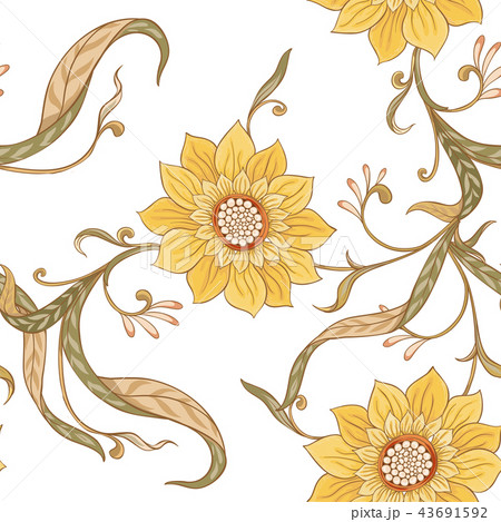 Floral seamless pattern, background  In art nouveau style, 43691592