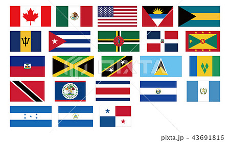世界の国旗 北アメリカ のイラスト素材