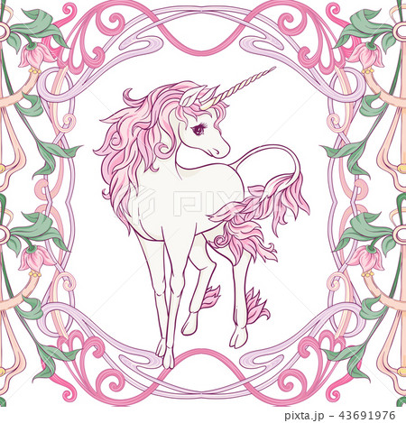 Seamless Pattern Background With Unicorn And のイラスト素材