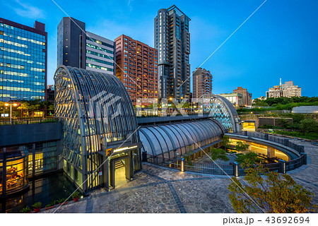 night view of daan park station in taipei 43692694