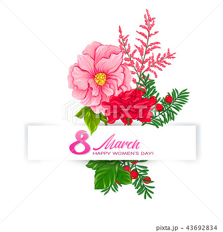 Bouquet of spring flowers for 8 March. Colorful realistic vector illustration Bouquet of spring flowers for 8 March. Colorful realistic vector illustration 43692834