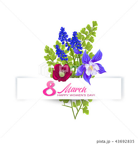 Bouquet of spring flowers for 8 March. Colorful realistic vector illustration Bouquet of spring flowers for 8 March. Colorful realistic vector illustration 43692835