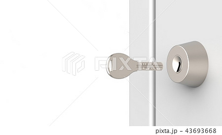 玄関の鍵穴と鍵 左コピースペースのイラスト素材
