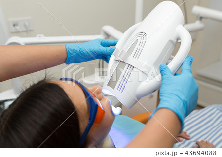 teeth whitening by dental UV whitening device, 43694088