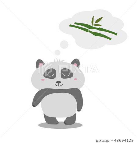 Little cute panda thinks of eucalyptus. The idea for greeting card 43694128