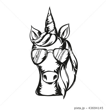 Vector Illustration Of Cute Unicorn Face のイラスト素材