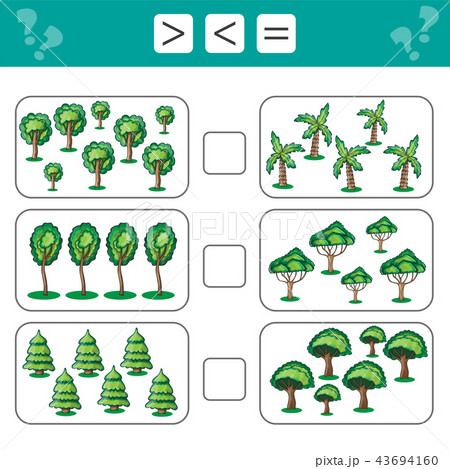 Learning mathematics, numbers - choose more, less or equal. Tasks for children 43694160