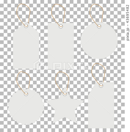 white price tags on transparent background.  43695482