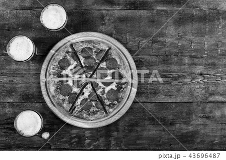 Rustic style.pizza,italian,table, pepperoni,cheese 43696487