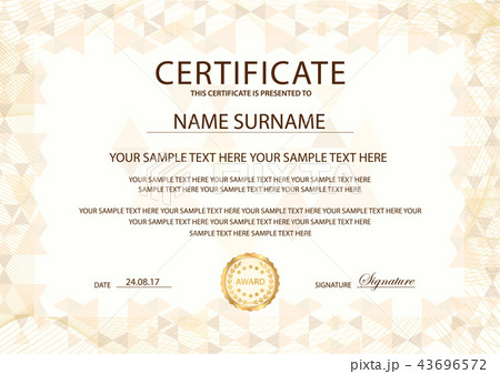 Certificate template with gold emblem. Design for Certificate template with gold emblem. Design for 43696572