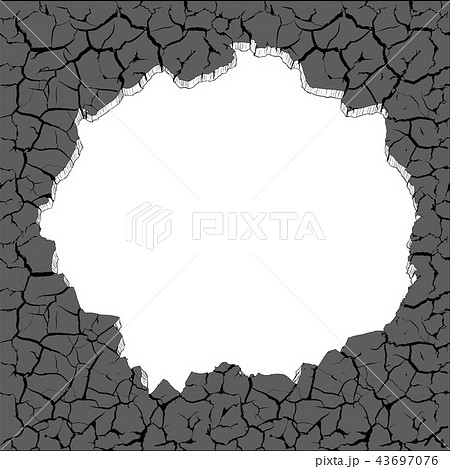 Wall with cracks and a hole. Vector background. 43697076