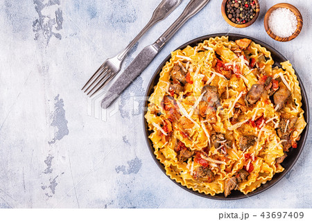 Pasta with chicken liver sauce. Pasta with chicken liver sauce. 43697409