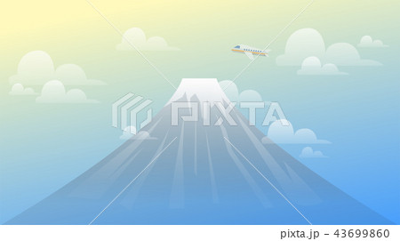 Landscape Mountain Fuji View with Airplane. Famous Travel Place Vector. Landscape Mountain Fuji View with Airplane. Famous Travel Place Vector. 43699860