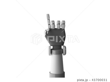 Robot finger pointing isolated on white background in futuristic 43700031
