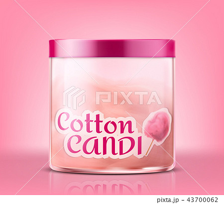 Vector closed glass jar with sweet cotton candy 43700062