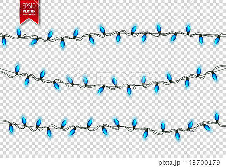 Christmas Blue Festive Lights. Decorative Glowing Garland Isolated on Background. Shiny Colorful 43700179
