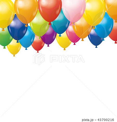 カラフルな風船が集まった背景イラスト 白背景 Balloon Illustrationのイラスト素材