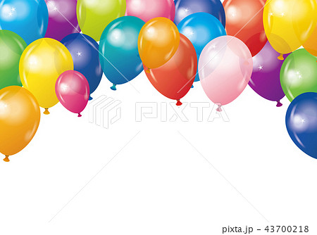 カラフルな風船が集まった背景イラスト 白背景 Balloon Illustration