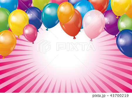 カラフルな風船と集中線の背景イラスト ピンク Balloon Illustrationのイラスト素材
