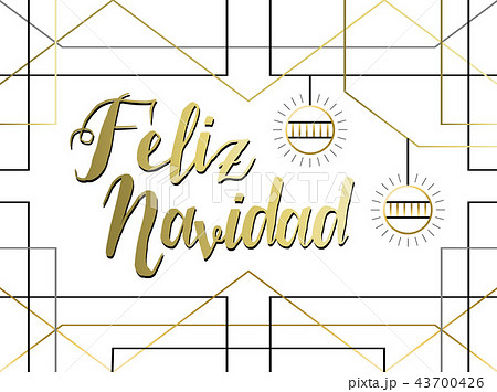 Spanish christmas greeting card in gold line art 43700426