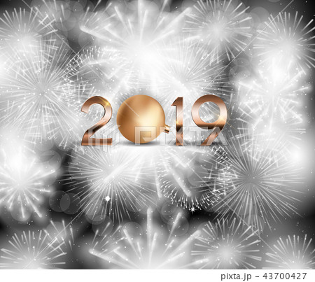 2019 New Year Background with Christmas Ball. Vector Illustration 43700427