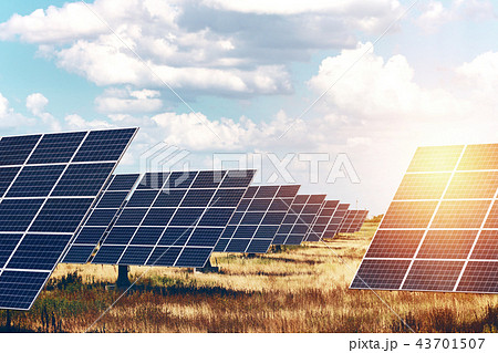 solar panels on the sky background solar panels on the sky background 43701507