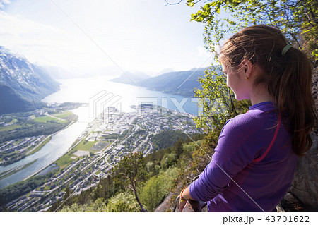 tourist girl and Romsdalsfjorden 43701622