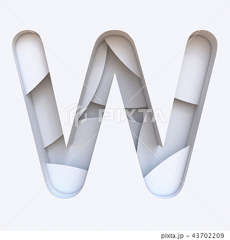 White abstract layers font Letter W 3D 43702209