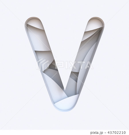 White abstract layers font Letter V 3D 43702210
