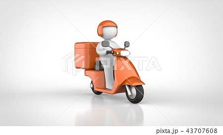 デリバリー用バイクとドライバー 43707608