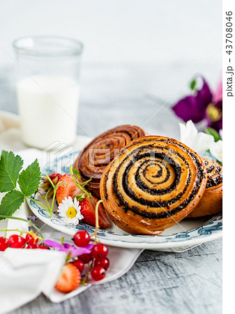 freshly baked cinnamon rolls 43708046