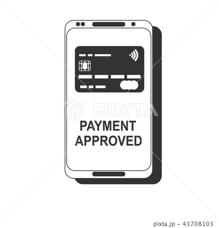 Mobile payment. NFC smart phone concept flat icon. black image on white background 43708103