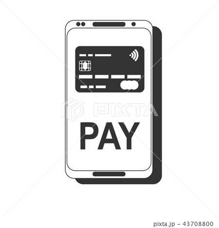 Mobile payment. NFC smart phone concept flat icon. black image on white background 43708800