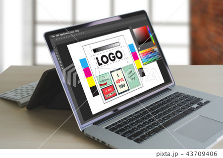 Creative Designer Graphic at work. Color swatch  43709406