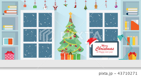 Interior workplace on Christmas. Interior workplace on Christmas. 43710271