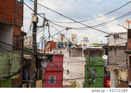 Colourful worn houses of a slum in Brazil. 43711384