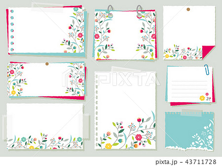 花のメモ帳セットのイラスト素材 43711728 Pixta