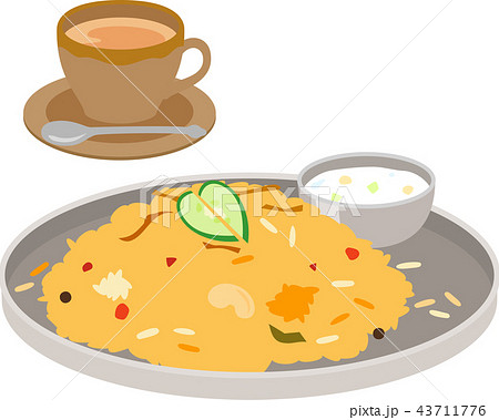 ビリヤニとチャイのイラスト素材