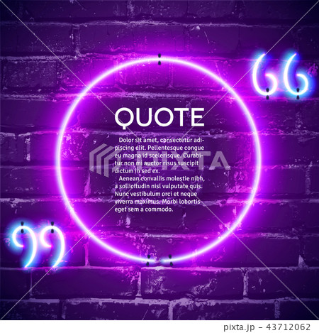 Retro neon glowing quote marks frame on the wall 43712062