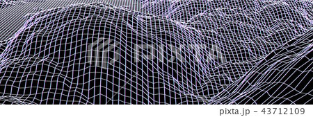 Digital landscape with mountains or hills made of line grid 43712109