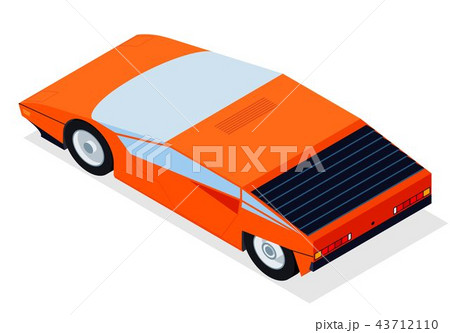 Car with isometric perspective for new retro wave sportcar 80s and arcade style posters Car with isometric perspective for new retro wave sportcar 80s and arcade style posters 43712110