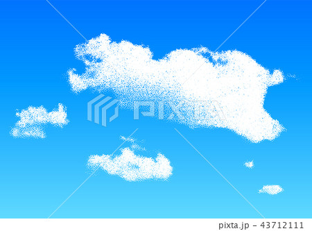 Cloud made of scattered dots in the blue sky, realistic dotwork illustration 43712111