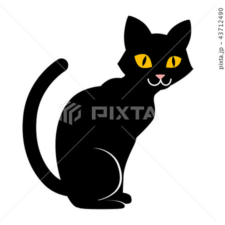 座っている黒猫 ハロウィン素材のイラスト素材