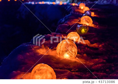 冬の軽井沢白糸の滝ライトアップ 冬の軽井沢白糸の滝ライトアップ 43713086